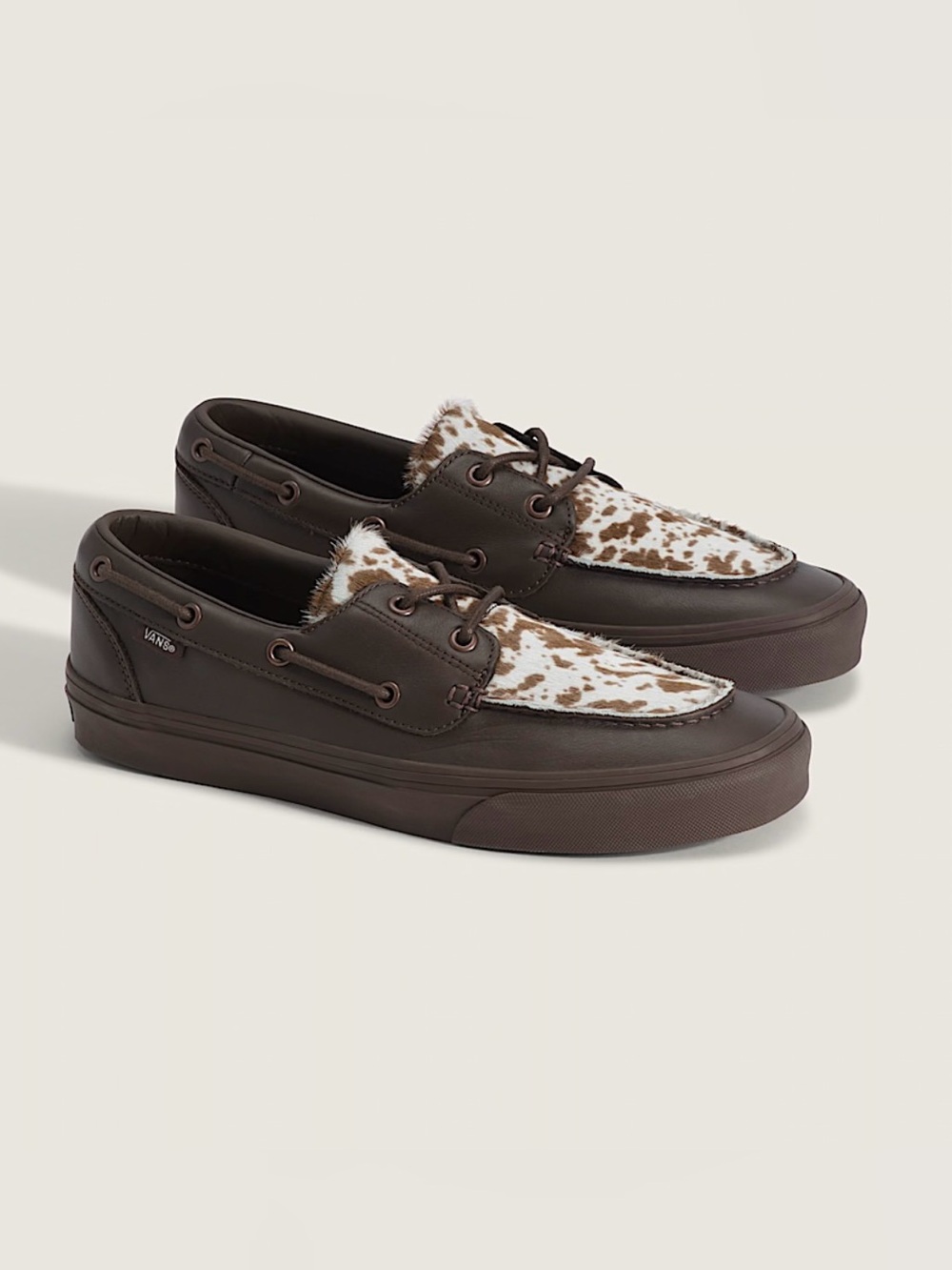 Vans 2-Eyelet Boat Pony Hair Dark Brown Shoe Women 10.0 US